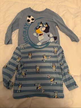 Bluey Kids' Light Blue Long-Sleeve Soccer Graphic Top
